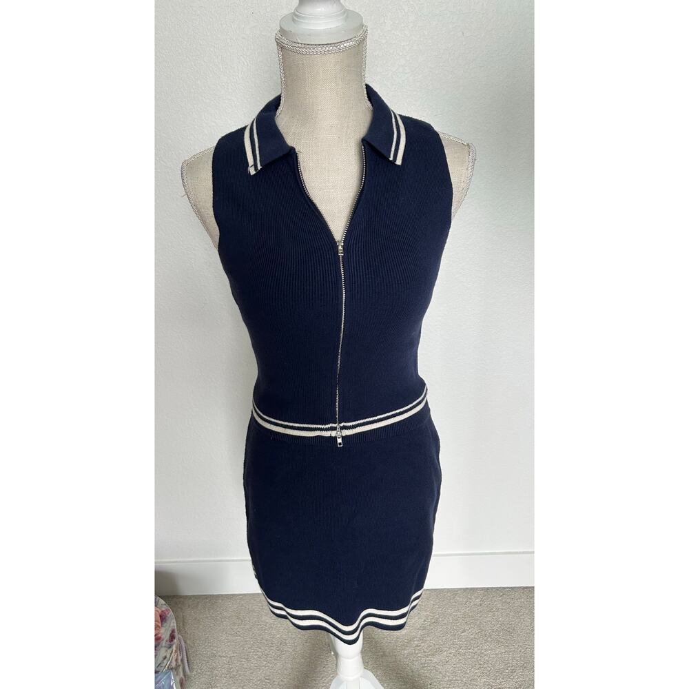 Pink Rose Preppy Navy and White Tennis Sweater Knit Set - M